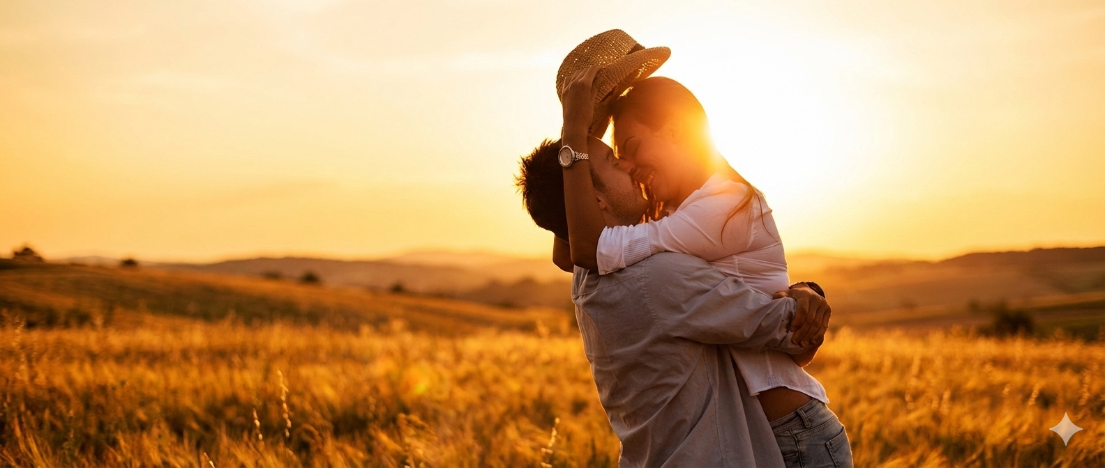 Couple in romantic sunset